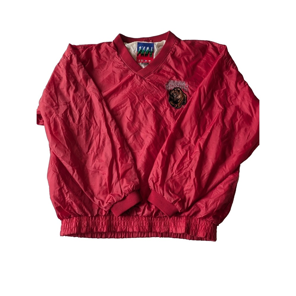 Fans Gear Mens Size Large Red Vintage 90s Montana‎ Grizzlies Windbreaker